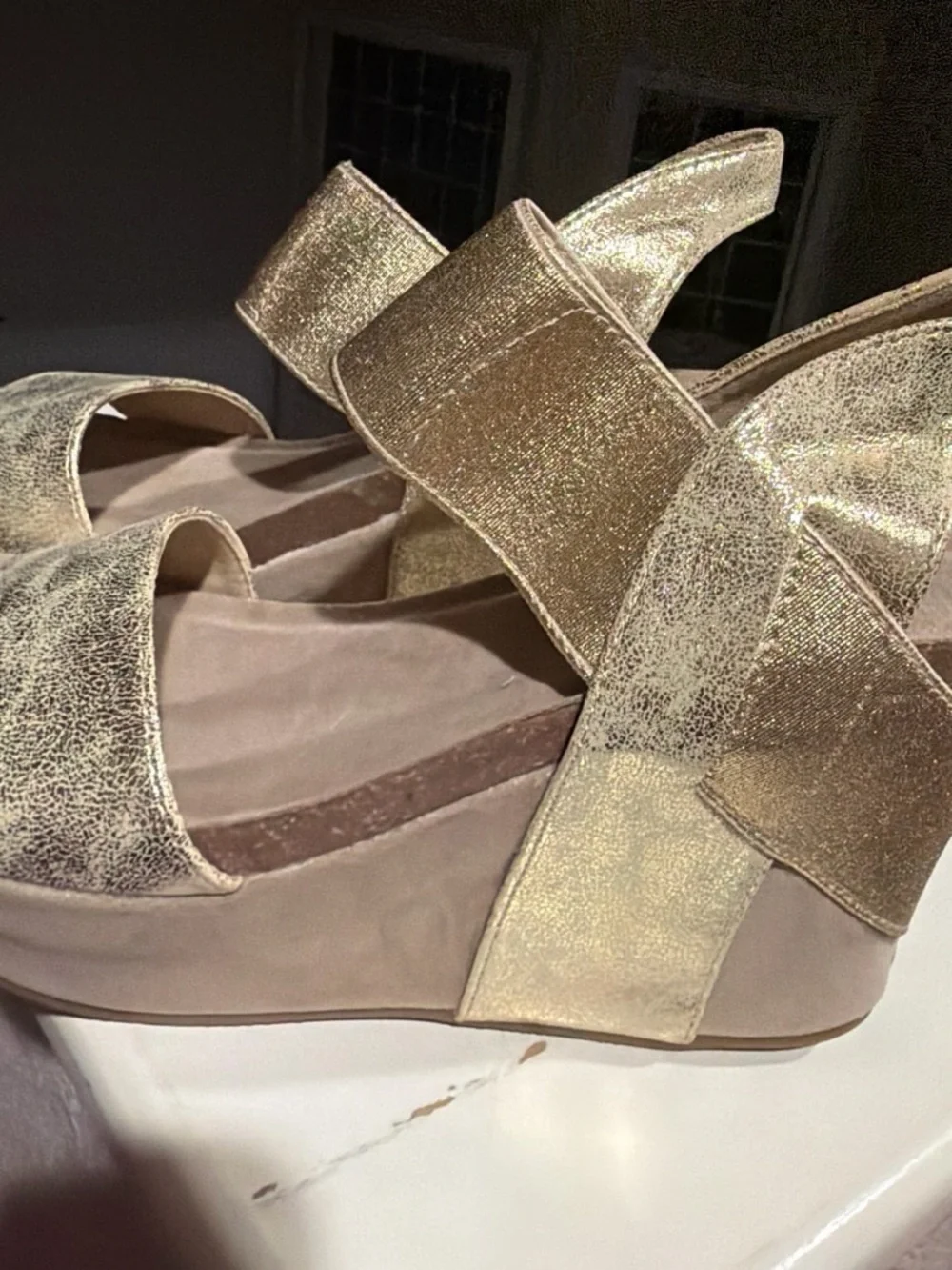 Nature Breeze Gold Platform Sandals